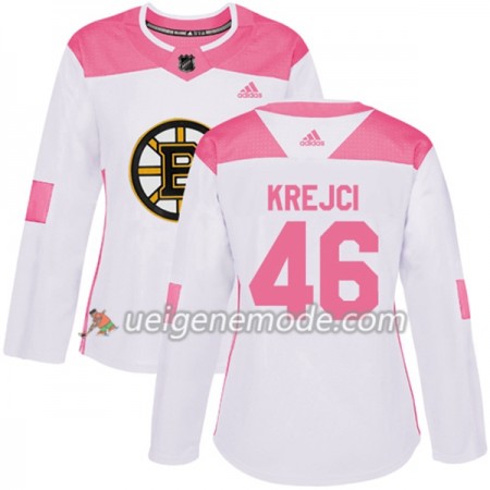 Dame Eishockey Boston Bruins Trikot David Krejci 46 Adidas 2017-2018 Weiß Pink Fashion Authentic